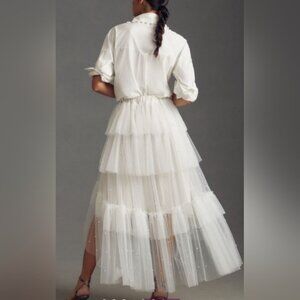 Anthropologie maeve tulle white skirt size L